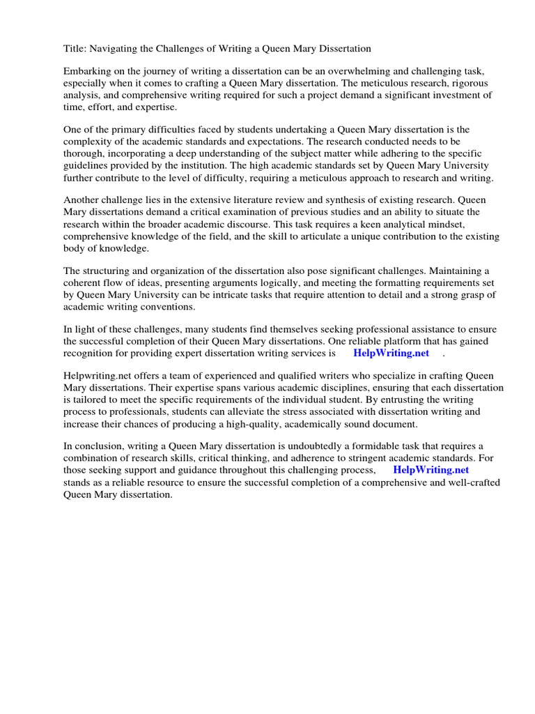 Queen Mary Dissertation Download Free PDF Thesis Expert
