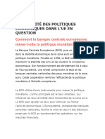 L'Efficacité Des Politiques Economiques Dans L'Ue en