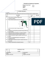 Checklist for Equipment Inspection Drill Machine 