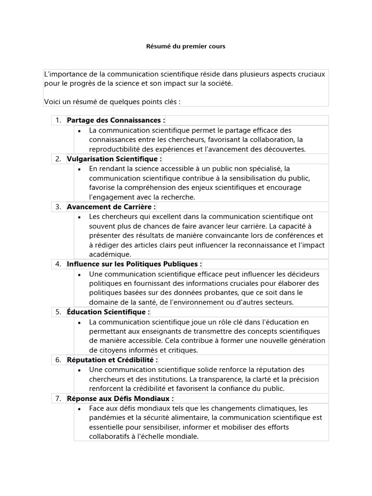 Importance de la communication scientifique | PDF | la communication ...