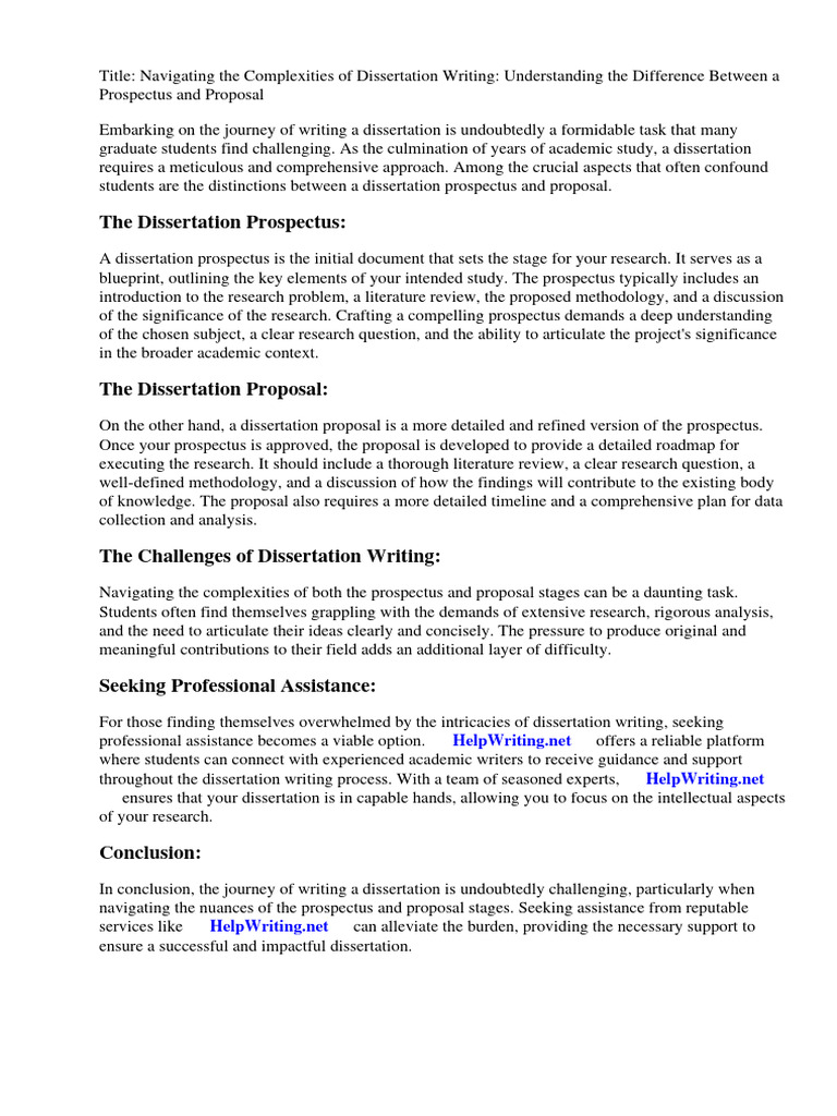 What is the Difference Between a Dissertation Prospectus and Proposal
