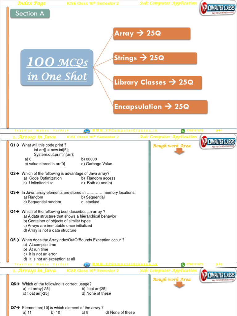 ICSE Class 10 Java MCQs Guide | PDF | Class (Computer Programming ...
