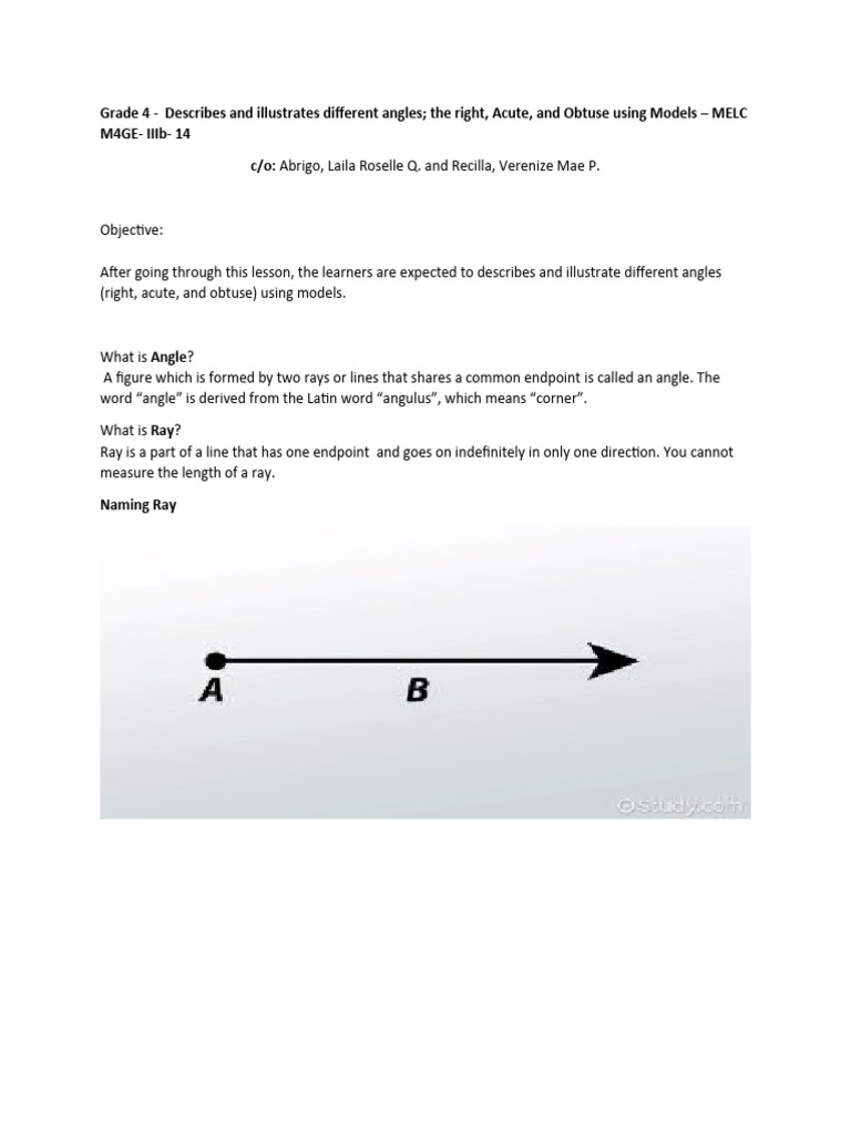 Types of Angles for 4th Grade | PDF | Teaching Methods & Materials