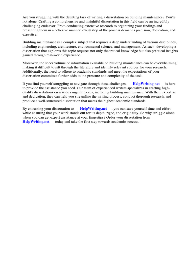 Dissertation Help For Building Maintenance Pdf Data Analysis