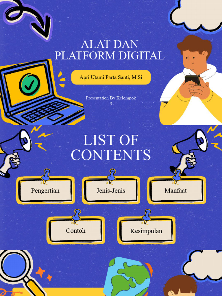 Blue And Yellow Illustrative Digital Education Presentation Pdf