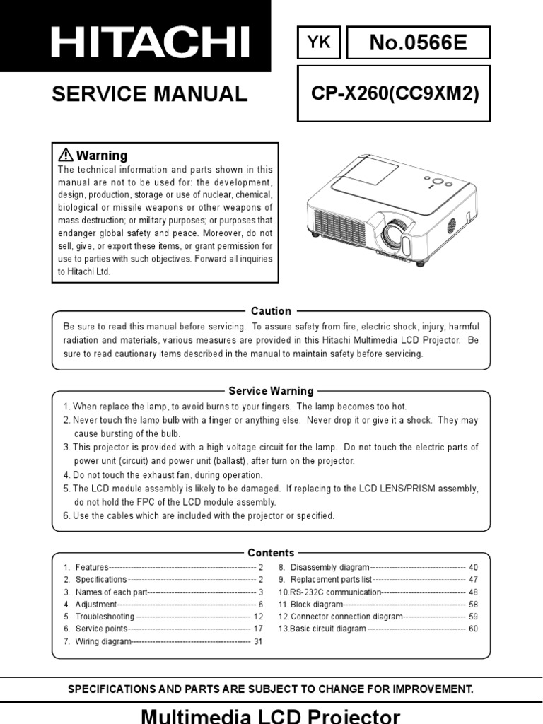 Service Manual Title Comprehensive LCD Projector Repair and Adjustment