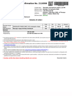 Booking Confirmation No. 2116990: Details of Order