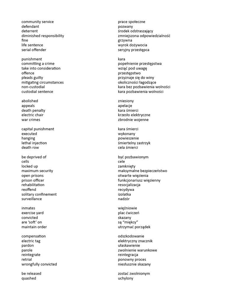 Unit 7 Vocabulary Punishment PDF