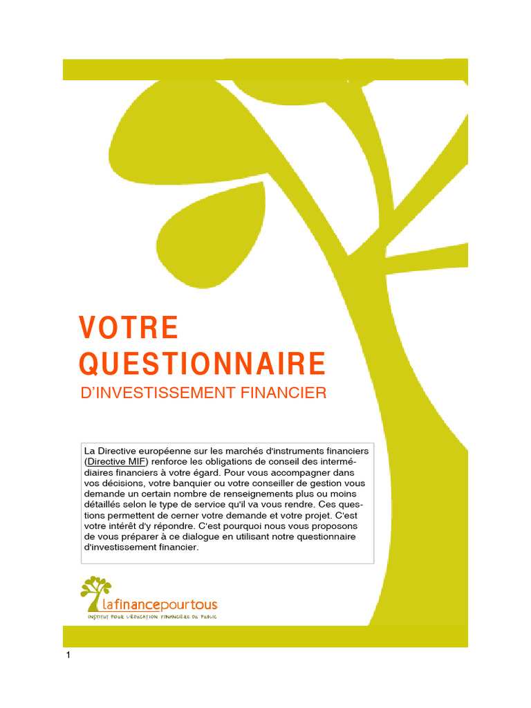Questionnaire MIF | PDF | Investir | Impôts