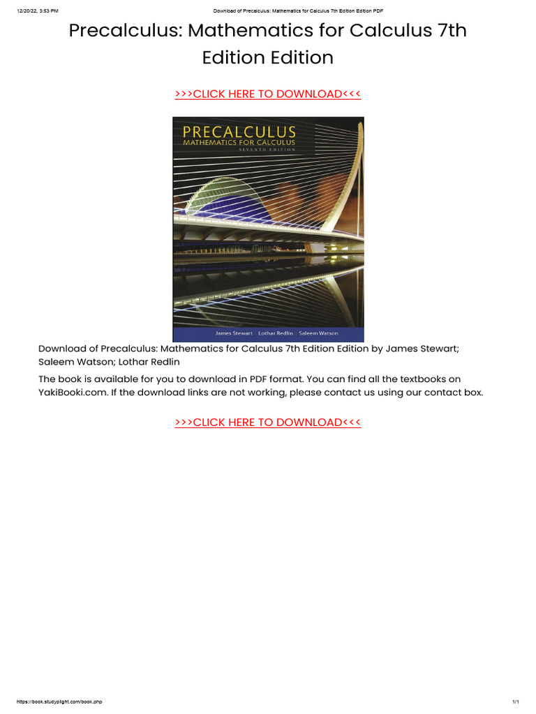 Precalculus - Mathematics For Calculus 7th Edition Edition PDF | PDF