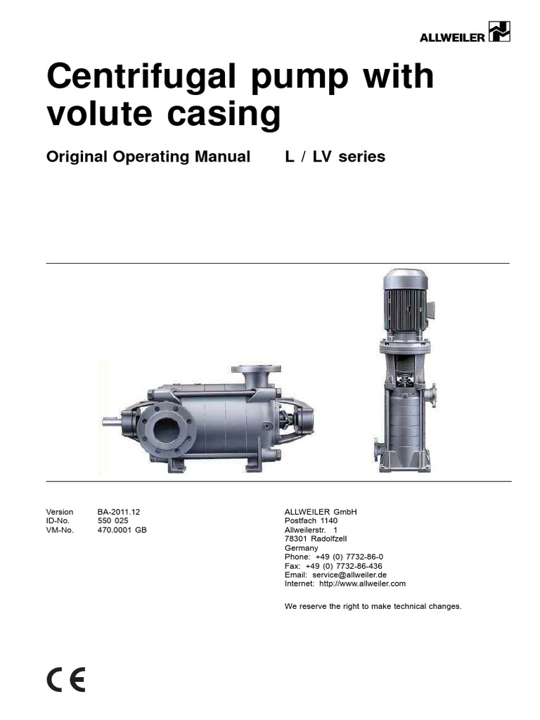 L/LV Series Centrifugal Pump Manual | PDF | Pump | Bearing (Mechanical)
