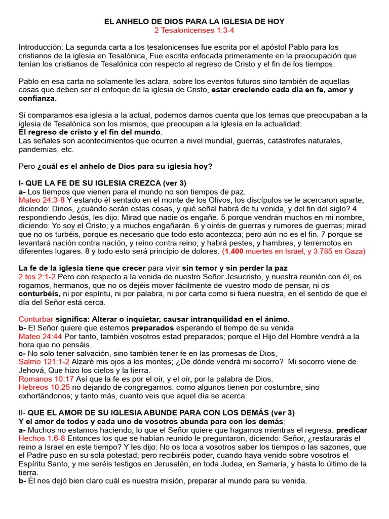 El Anhelo De Dios Para La Iglesia De Hoy Pdf Iglesia Cristiana