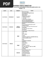 Grade Ix Apex Batch First Cycle Test Datesheet - (2021-2022)