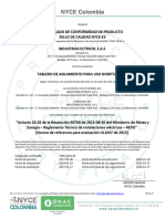 Certificado de Producto 17E5-0155-01 - Tablero de Aislamiento