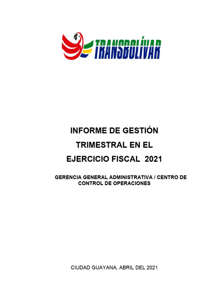 Informe Trimestral de Transbolivar 2021 | PDF | Transporte | Transporte ...