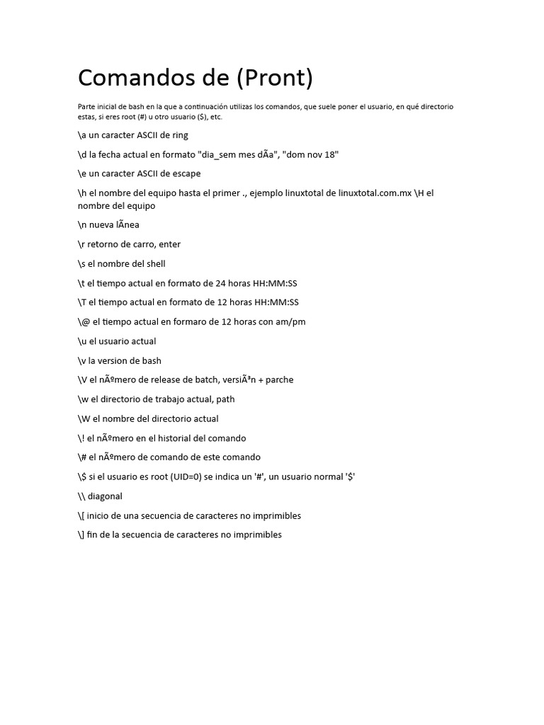 Comandos de Pront | PDF | Estudios de idiomas extranjeros
