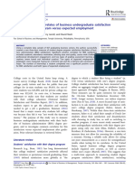 Exploring Common Correlates of Business Undergraduate Satisfaction With Their Degree Program Versus Expected Employment