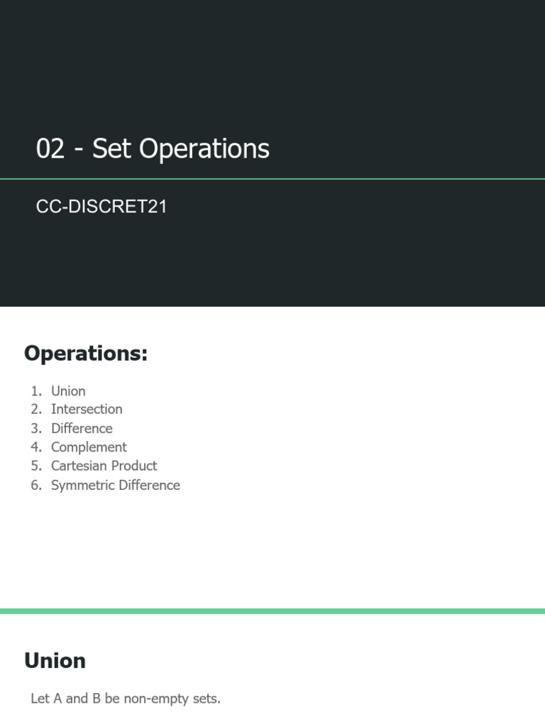 02 Lesson+2+Set+Operations | PDF | Set (Mathematics) | Intersection ...