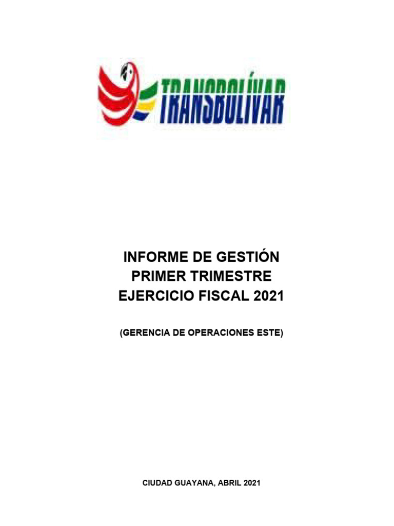 Informe de Gestión I Trimestre Operaciones Caroni 2021 | PDF ...