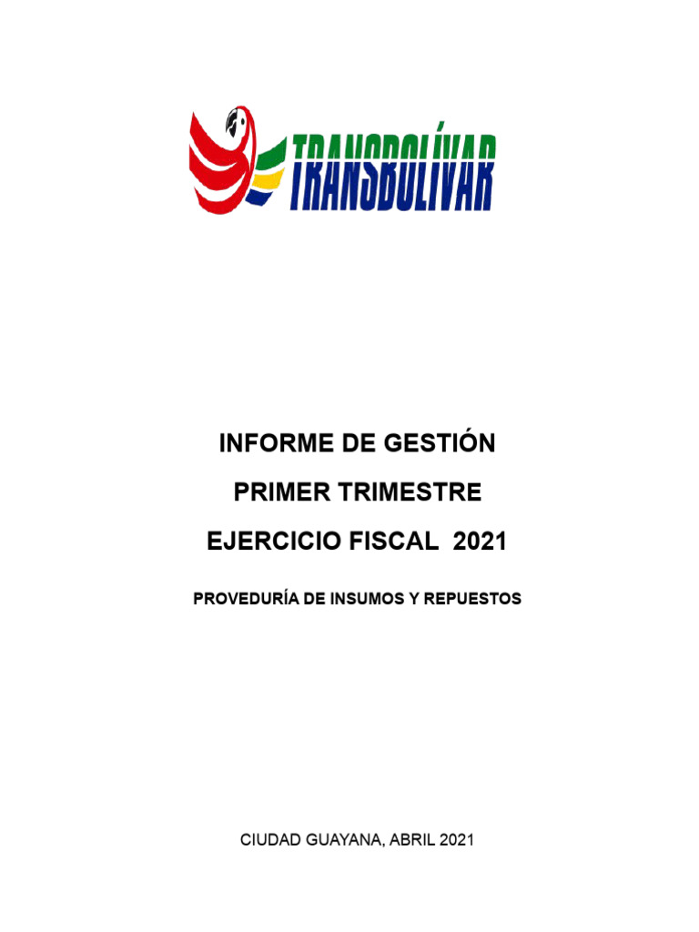 Proveeduria Informe de Gestion I Trimestre 2021 | PDF | Transporte ...