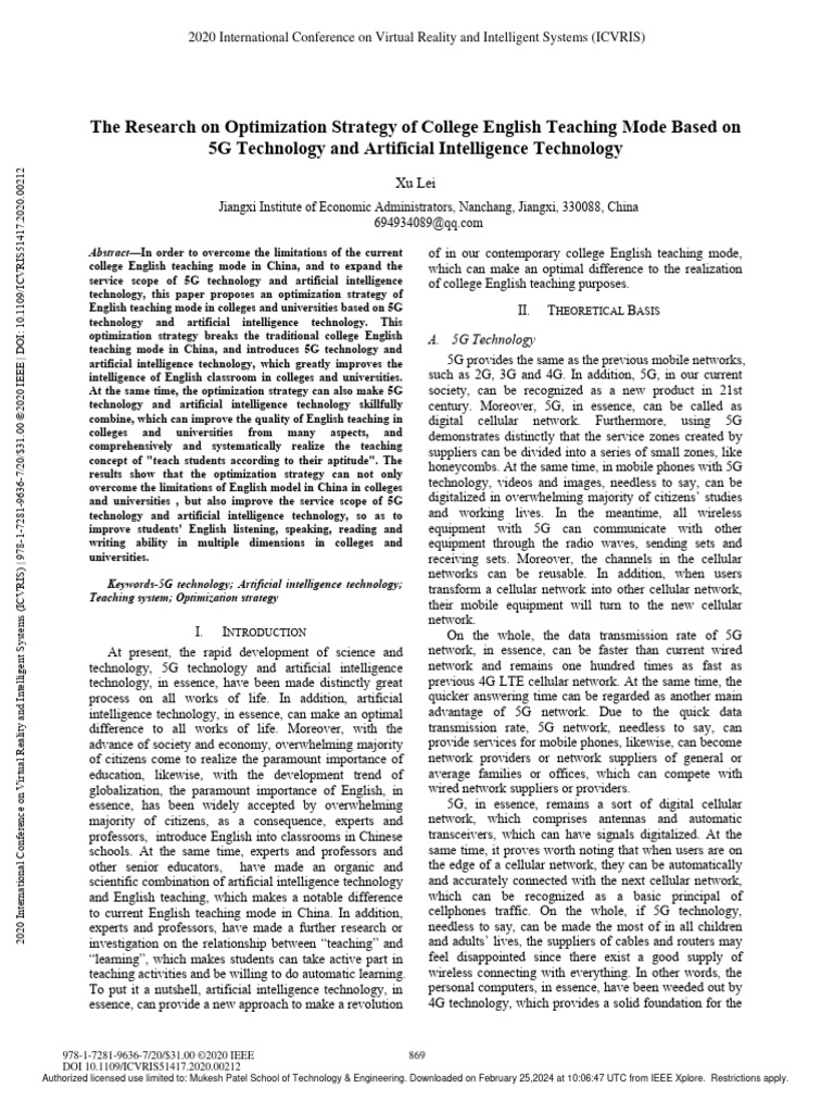 5G & AI in College English Teaching | PDF | Artificial Intelligence ...