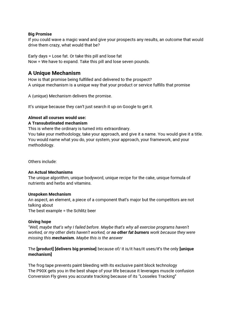 Understanding The Unique Mechanism | PDF | Copywriting