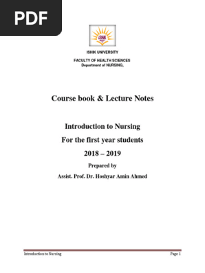Introduction to Nursing Course Book and Lecture Notes