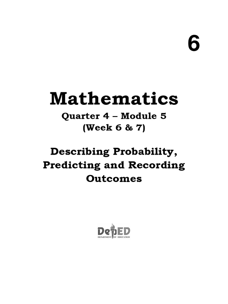 Grade 6 Probability Module Pdf Probability