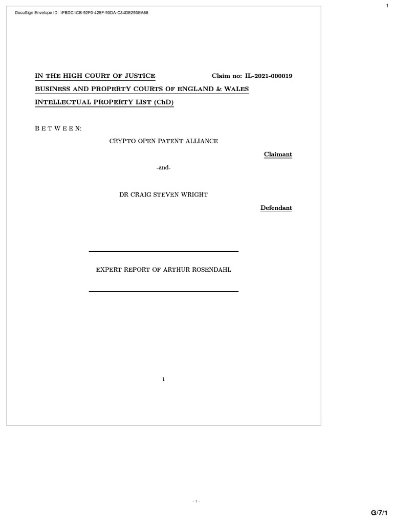 Expert Report: Crypto Open Patent Alliance vs. Wright | PDF | Te X |  Computing