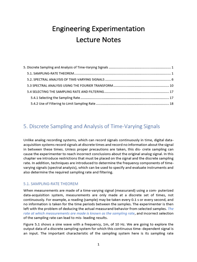 Chapter 5 Discrete Sampling and Analysis of TIme-Varying Signals | PDF ...