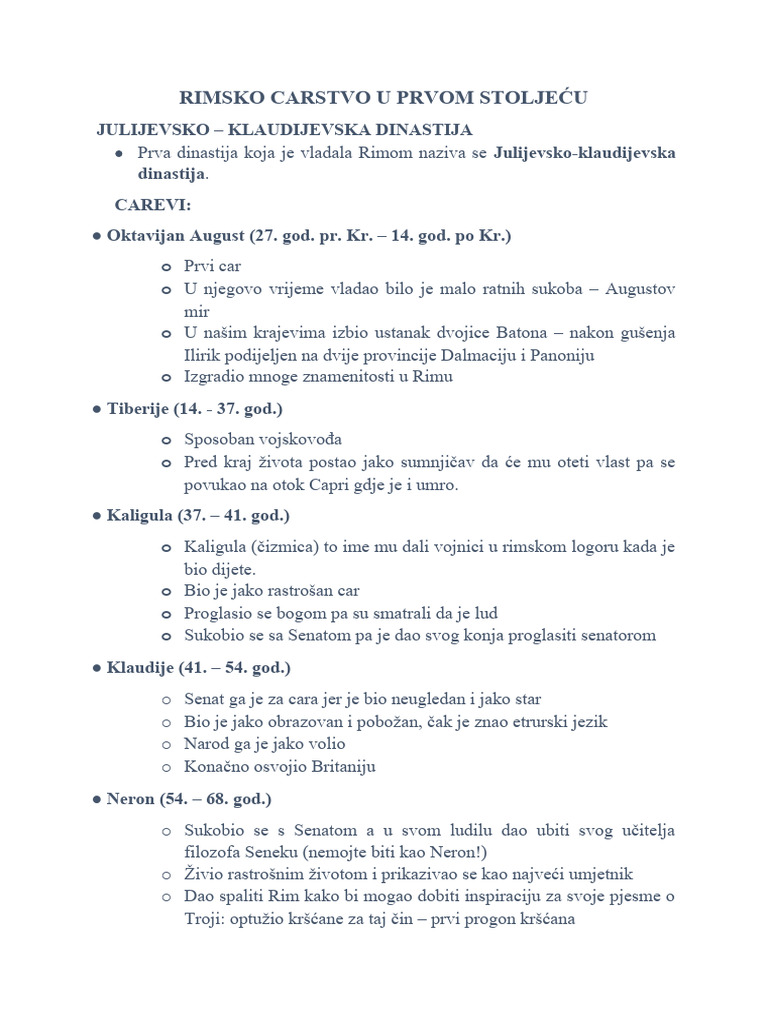 Rimsko Carstvo U Prvom Stoljeću-1 | PDF
