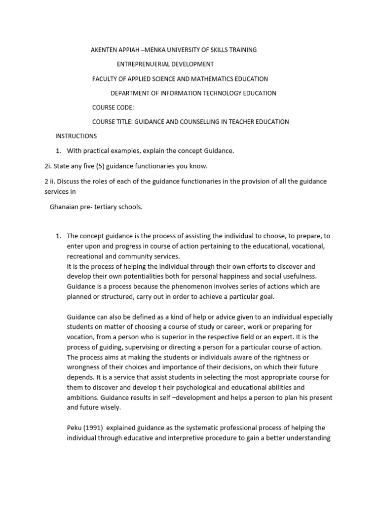 Guidance Roles in Teacher Education | PDF | Teachers | School Counselor