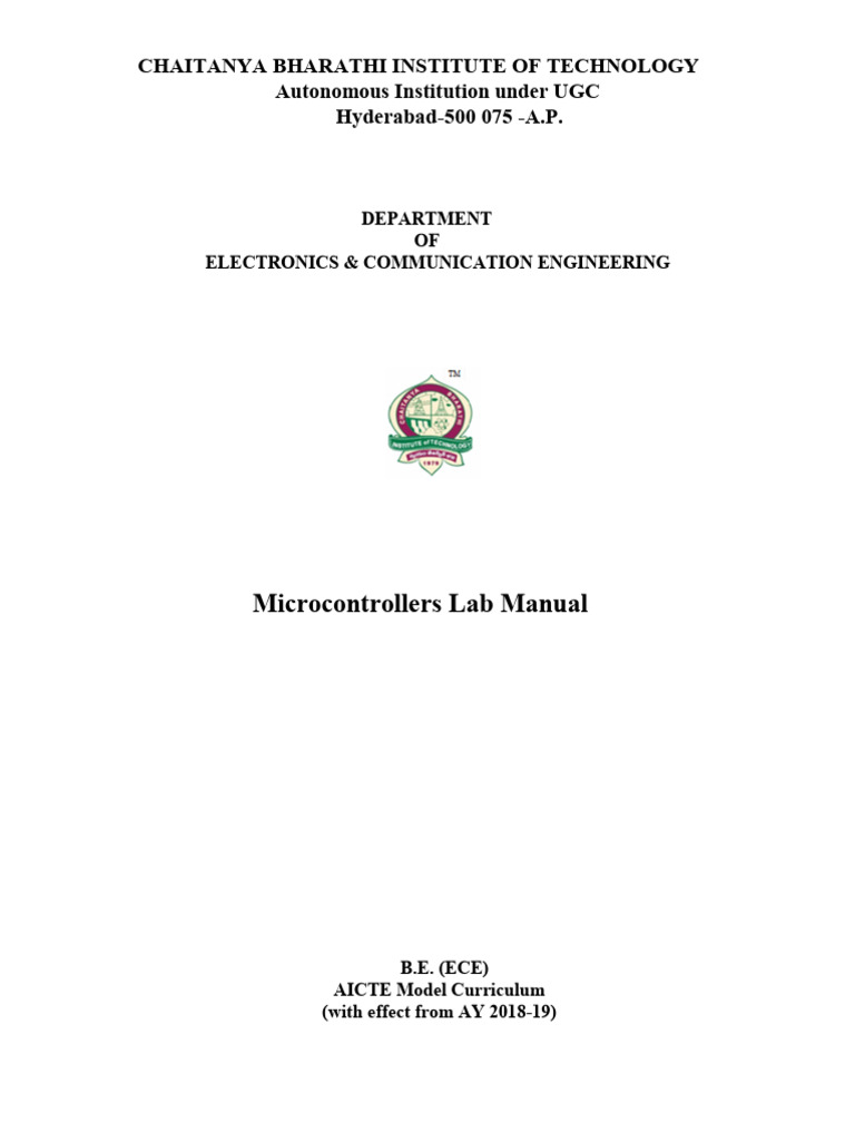 Microcontrollers Lab Manual Overview | PDF | Microcontroller | Embedded ...