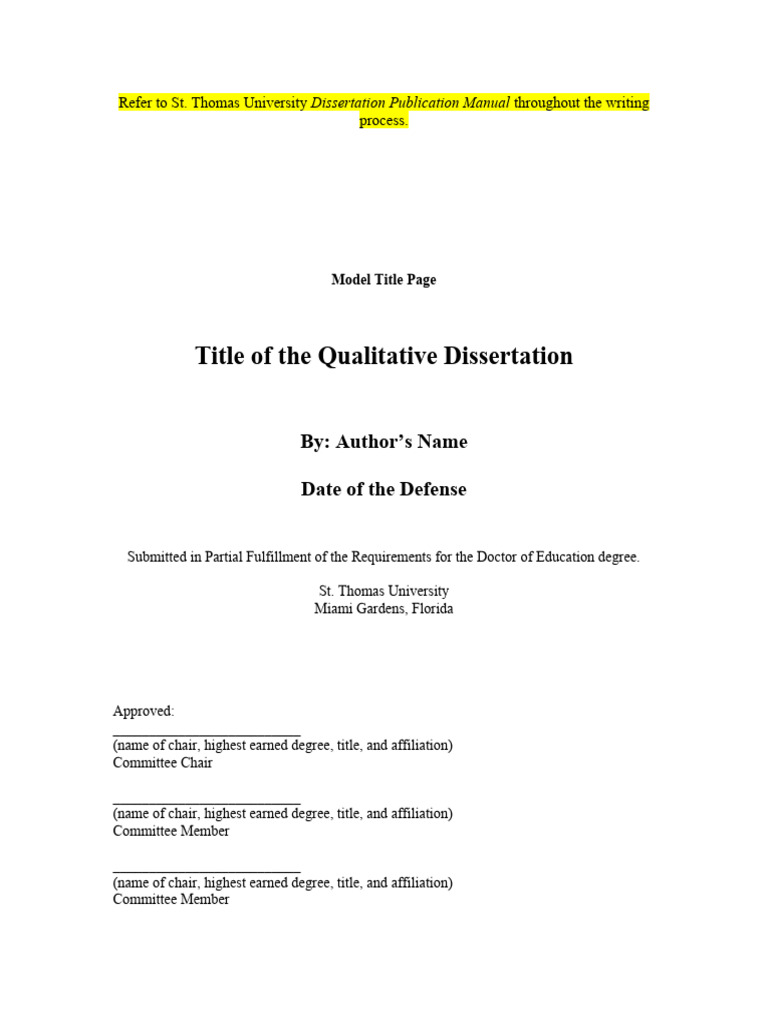 STU Dissertation Template Qualitative | PDF | Institutional Review ...
