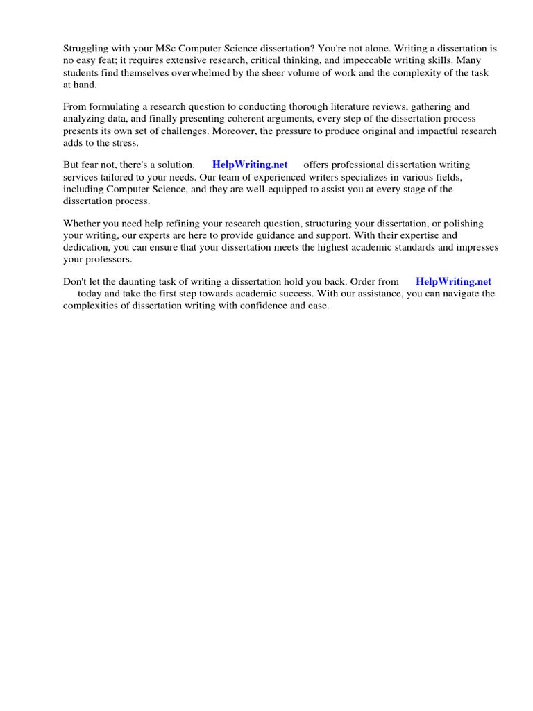 MSC Computer Science Dissertation Examples PDF Cloud Computing