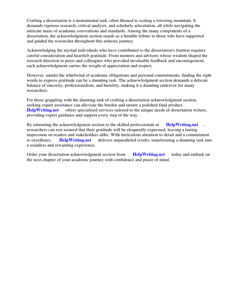 Dissertation Acknowledgement Example | PDF | Thesis | Gratitude