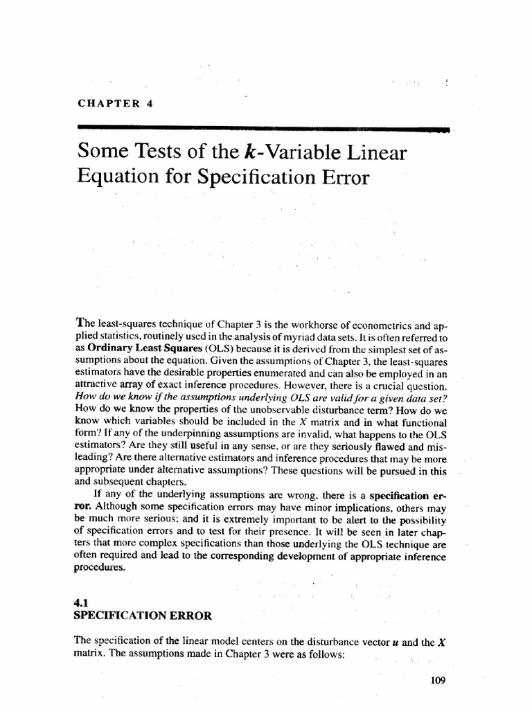 Specification Error in OLS Analysis | PDF | Ordinary Least Squares ...