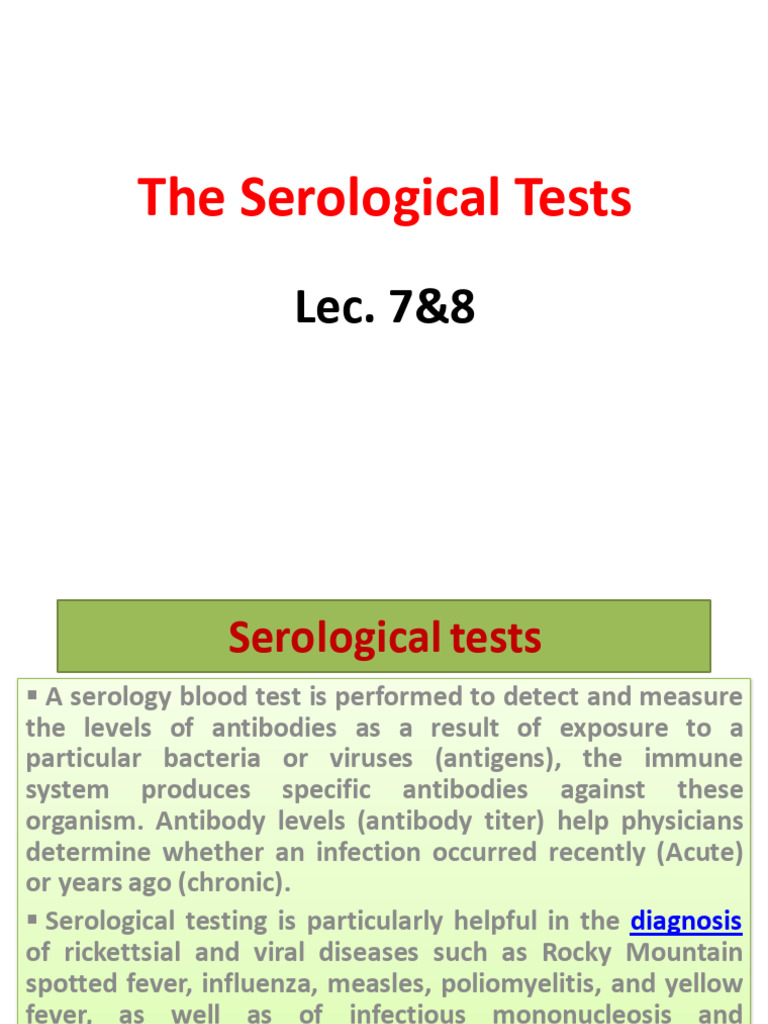 The Serological Tests | PDF | Serology | C Reactive Protein
