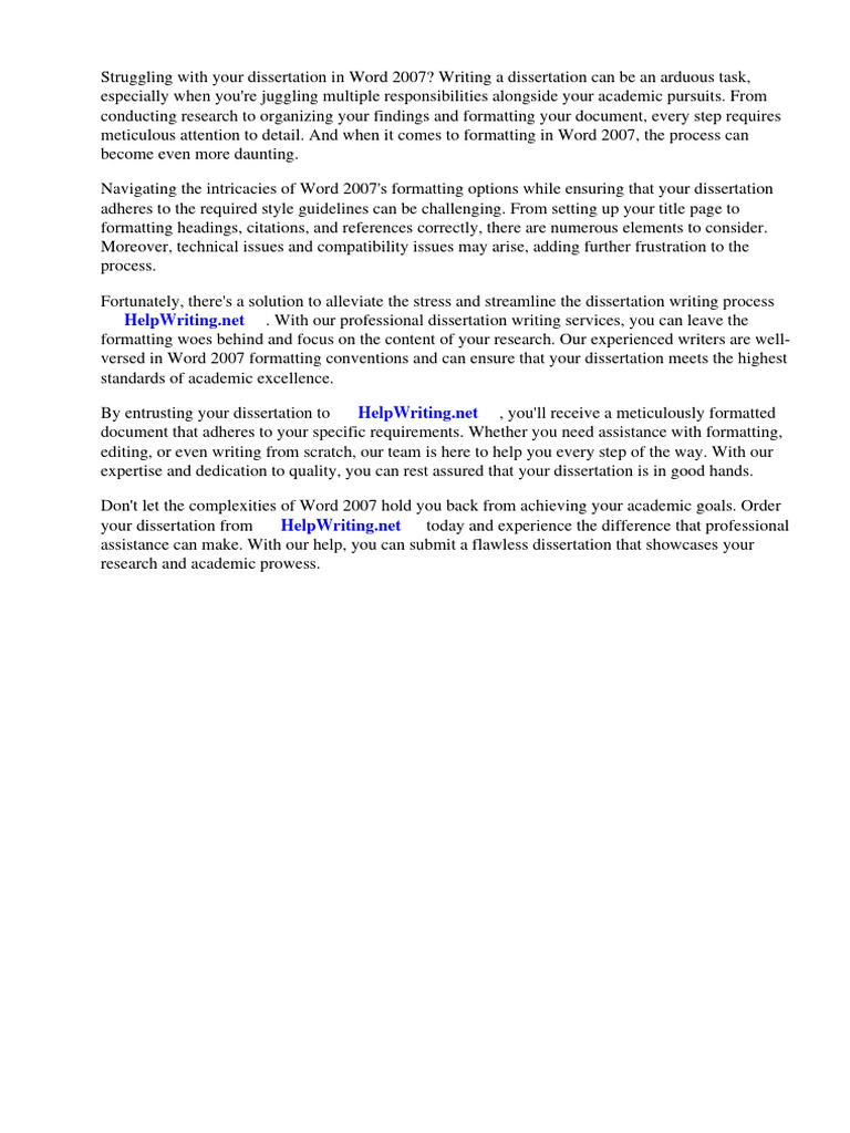 Dissertation Template Word 2007 | PDF | Thesis | Essays