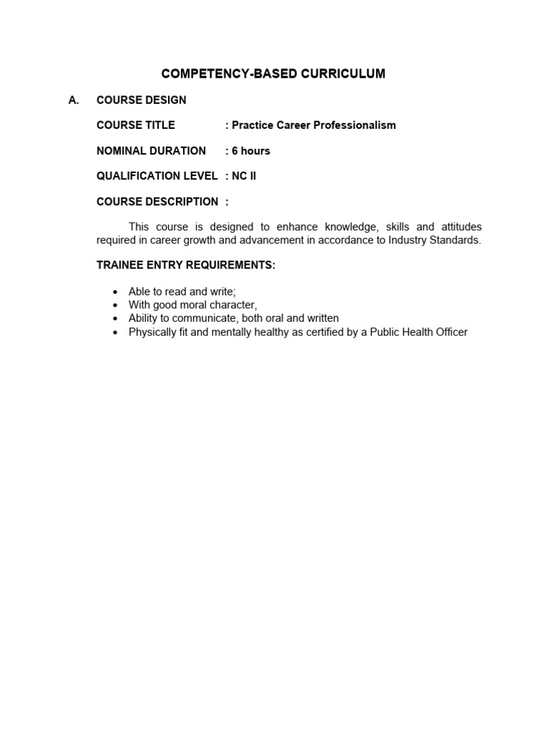 Career Professionalism Training Module | PDF | Methodology | Behavior ...