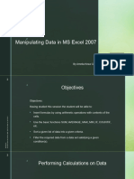 Manupulating Data in MS Excel 2007