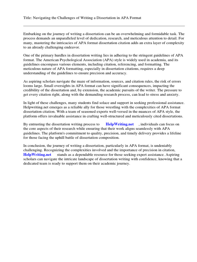 Apa Format Dissertation Citation | PDF | Apa Style | Citation