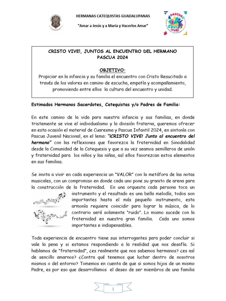 Cuaresma y Pascua Infantil 2024 | PDF | María, madre de Jesús | eucaristía