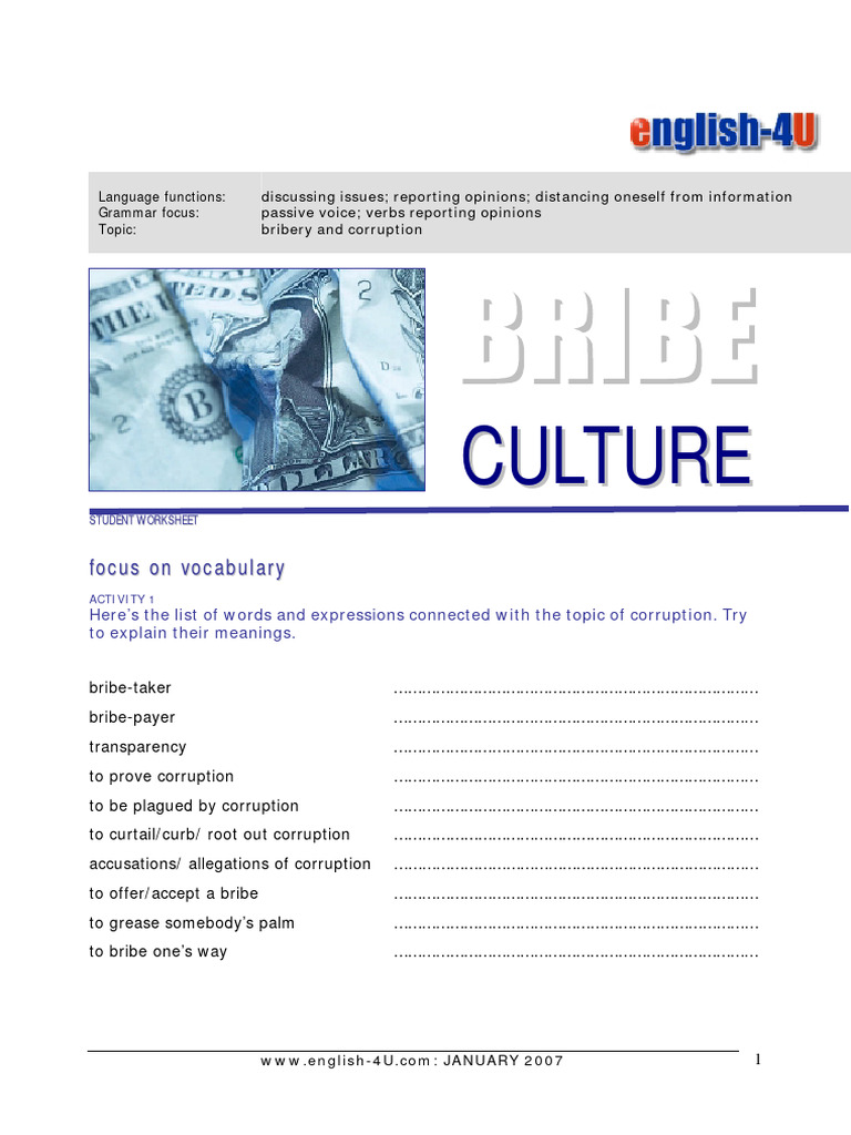 BRIBE_S bribery passive intermediate PDF Bribery Linguistics