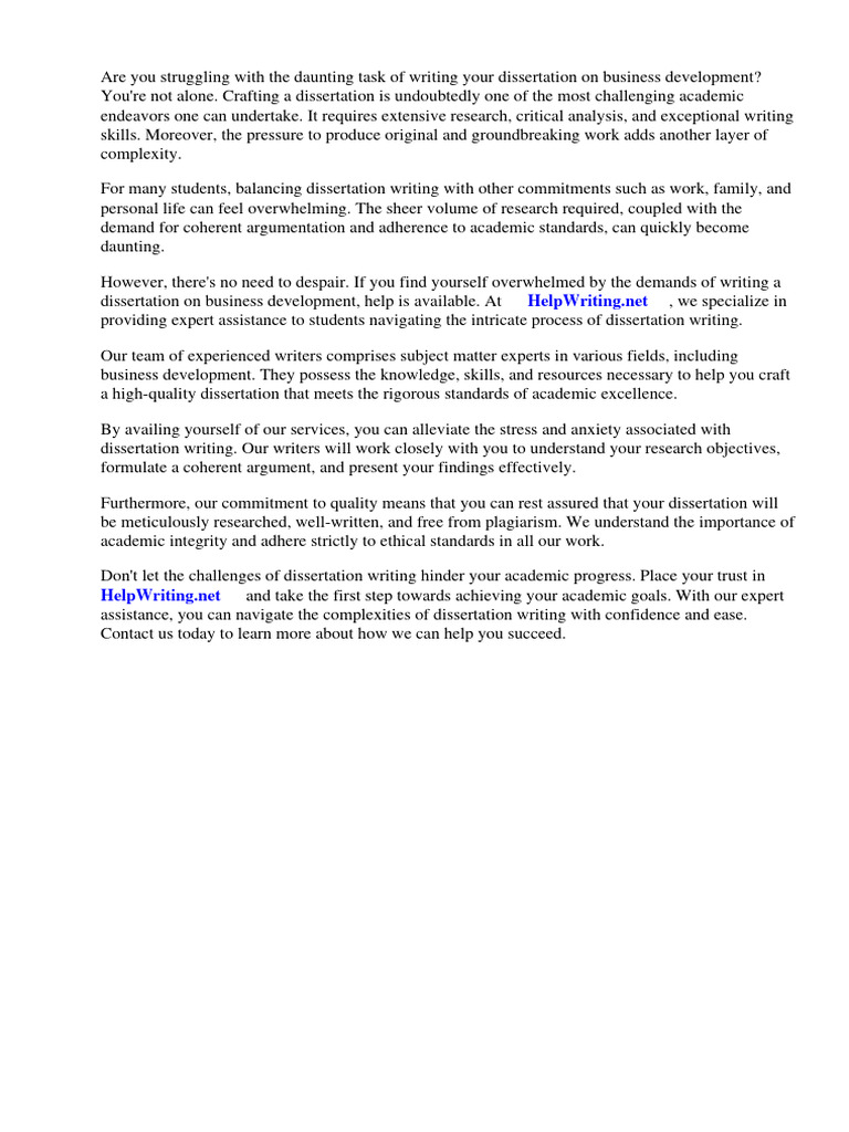 Dissertation Business Development | PDF | Thesis | Goal