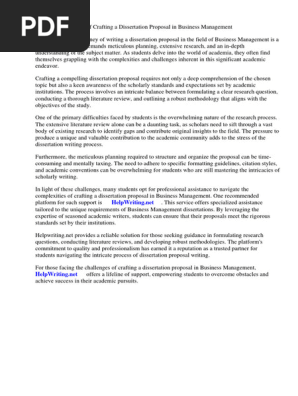 Dissertation Proposal Business Management