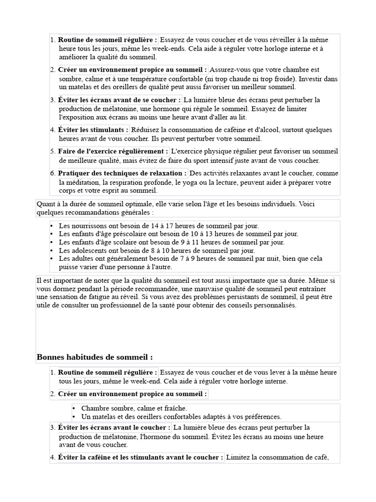 Conseils pour un meilleur sommeil | PDF | Sommeil