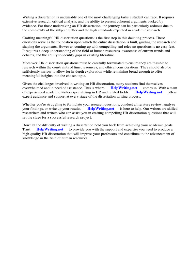Hr dissertation questions pdf human resource management recruitment