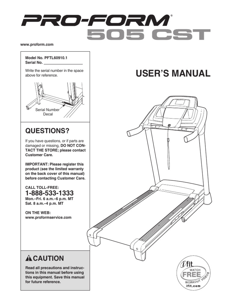 Product - Support - ProForm - PFTL609101 - PROFORM 505 CST TREADMILL ...