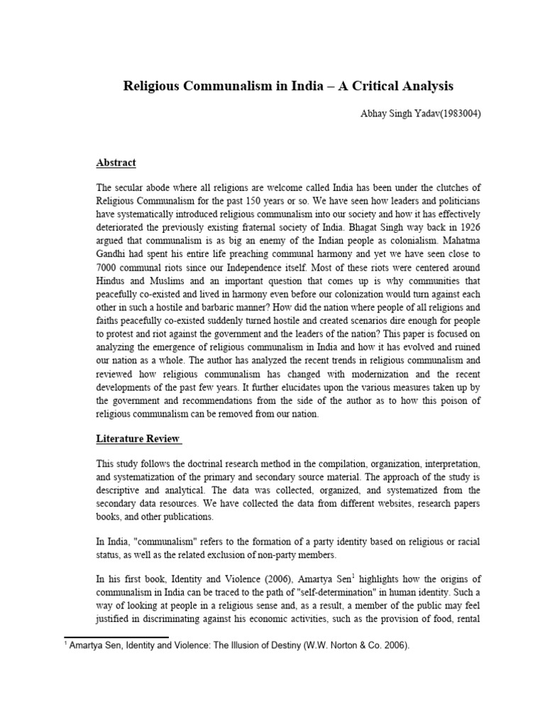 Religious Communalism in India - Critical Analysis | PDF | British Raj ...